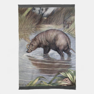 Warthog by Louis Sargent, Vintage Wild Animals Tea Towel