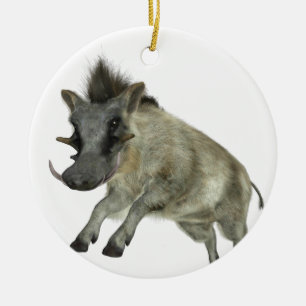 Warthog Jumping to Right Ceramic Tree Decoration