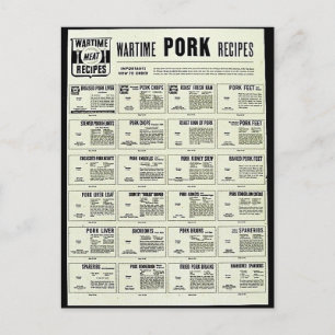Wartime Pork Recipes Postcard