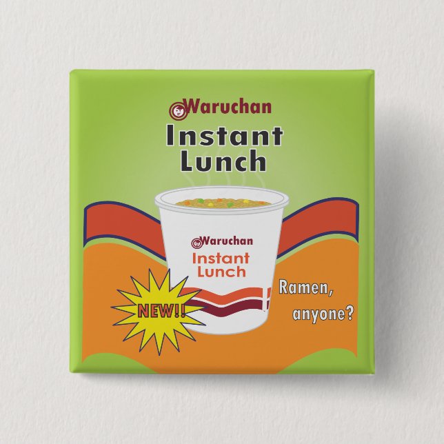 Waruchan - Ramen 15 Cm Square Badge (Front)