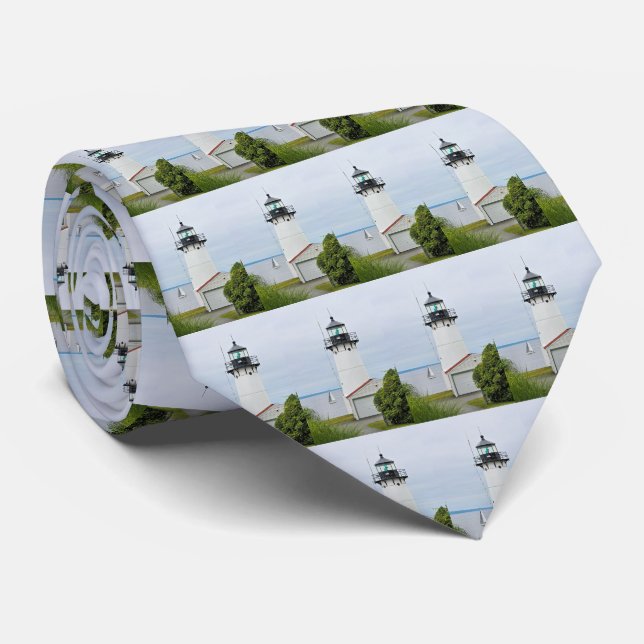 Warwick Neck Lighthouse, Rhode Island Mens Tie (Rolled)