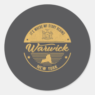 Warwick New York Its Where My Story Begins Classic Round Sticker