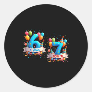 Was 6 7 7th birthday boy girl balloons decorations classic round sticker