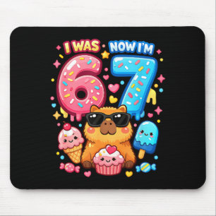 Was 6 7 birthday 67 meme capybara ice cream kawaii mouse pad