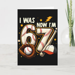 Was 6 7 birthday boy baseball funny 6 7 meme kids card