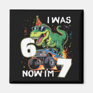 was 6 7 Birthday Boy Dinosaur Monster Truck 67 Magnet