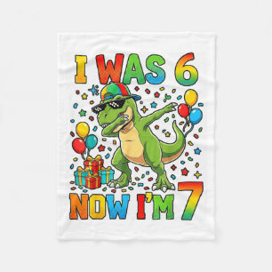 was 6 7 Birthday Dabbing Dinosaur 7 Years Old Boy Fleece Blanket