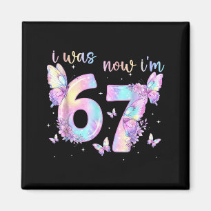 Was 6 7 birthday girl kids butterfly 7th birthday magnet