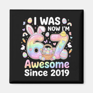 was 6 7 Easter Birthday Spring Bunny Rabbit Girls Magnet