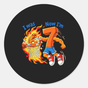 Was 6 7 funny basketball 6 7 birthday boy kids classic round sticker