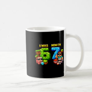 Was 6 7 pixel game art 67 meme kids birthday party coffee mug