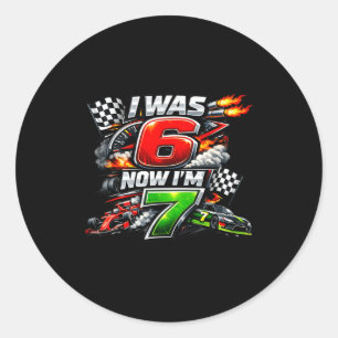 Was 6 7 race car racing 67 meme boys kids birthday classic round sticker
