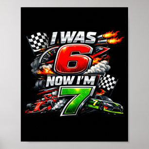 Was 6 7 race car racing 67 meme boys kids birthday poster