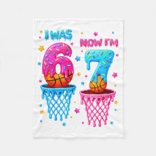 was 6 7 Years Old Drip Basketball Birthday Men Boy Fleece Blanket