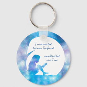 Was Blind But Now I See - Button Key Ring