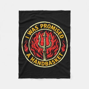 Was promised a handbasket fun distressed pitchfork fleece blanket