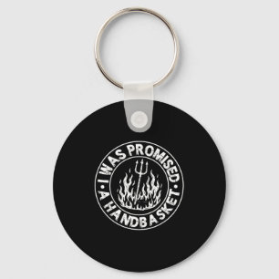 Was promised a handbasket fun distressed pitchfork key ring