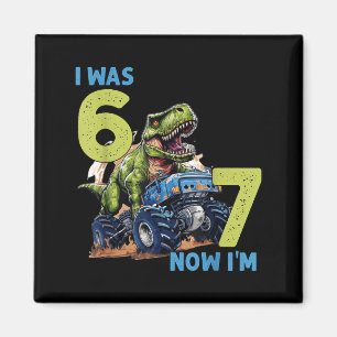was Six Seven Dinosaur 67 Meme 7th Birthday Boys Magnet
