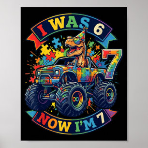 was Six Seven Dinosaur Autism Awareness Birthday Poster