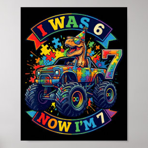 was Six Seven Dinosaur Autism Awareness Birthday Poster