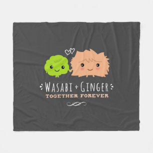 Wasabi and Ginger Together Forever Kawaii Cute Fleece Blanket
