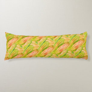 Wasabi Green Earthy Art Abstract Floral  Body Cushion