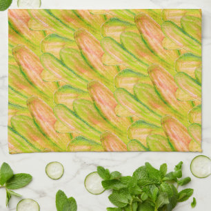 Wasabi Green Earthy Art Abstract Floral Tea Towel