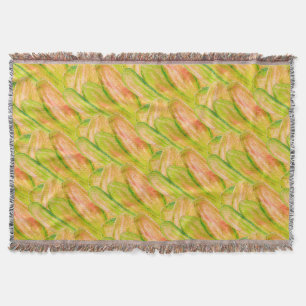 Wasabi Green Earthy Art Abstract Floral Throw Blanket