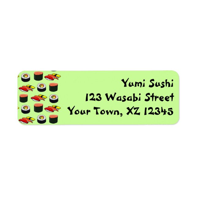 Wasabi Green Sushi Return Address Label (Front)