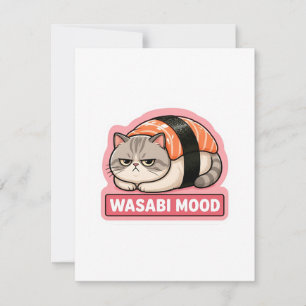 Wasabi Mood Funny Grumpy Cat Sushi Meme Card