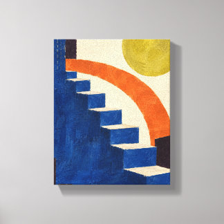 Wasabi Moon above Cobalt Steps | Textured Abstract Canvas Print