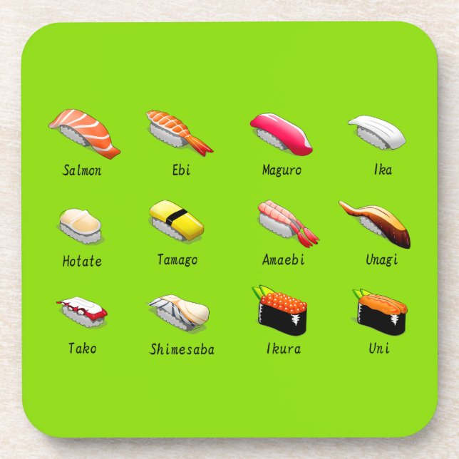 Wasabi sushi Japanese cute food Coaster (Front)