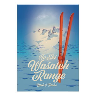 Wasatch Range Utah & Idaho Ski poster