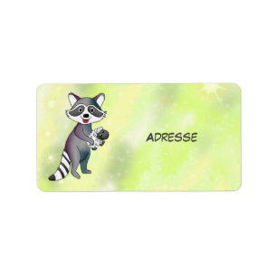 Waschbär mit Schaf Aufkleber Label