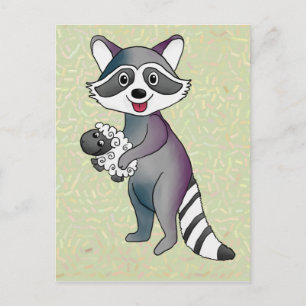 Waschbär mit Schaf Postcard