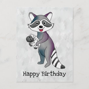 Waschbär mit Schaf Postcard