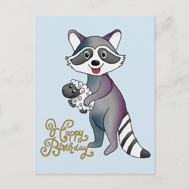 Waschbär mit Schäfchen Postcard (Front)