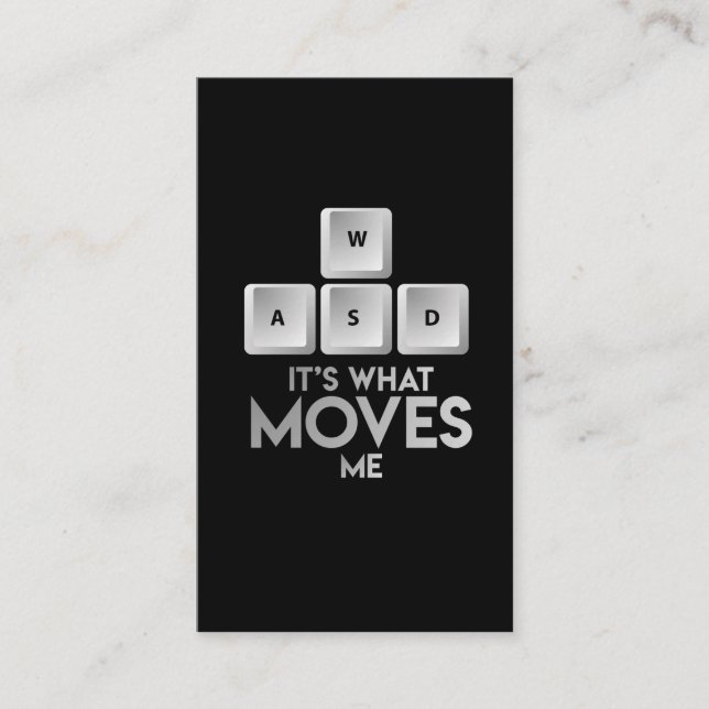 WASD Keyboard Keys PC Gaming T-shirt Nerd Gamer Business Card (Front)