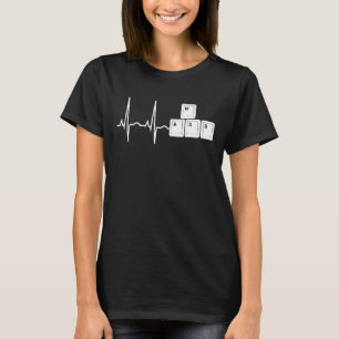 WASD PC Gamer Heartbeat Video Games Gaming Men Wom T-Shirt
