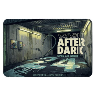 Wash After Dark Retro Car Wash 4x6 Magnet | Nights