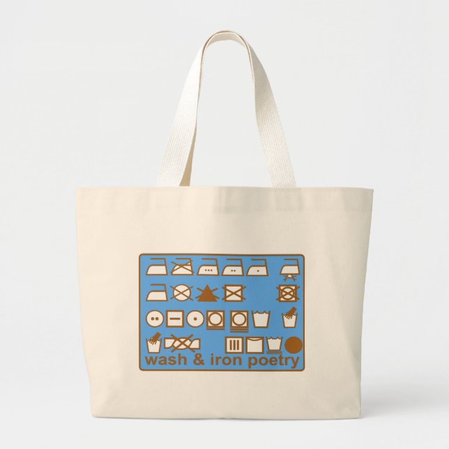 WASH AND IRON POETRY PICTOGRAMS LARGE TOTE BAG (Front)