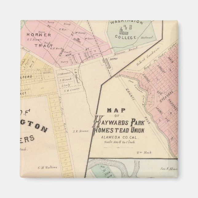 Wash Corners, Haywards Park, Niles, Pleasanton Magnet (Front)