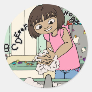Wash Hands Classic Round Sticker