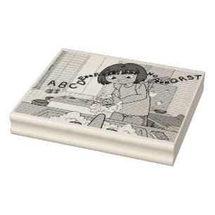 Wash Hands Rubber Stamp