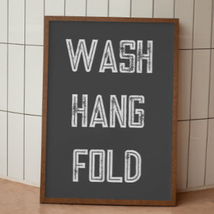 Wash Hang Fold Laundry Routine Poster