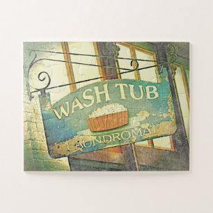 Wash Tub Laundromat Vintage Sign Oversized Jigsaw Puzzle