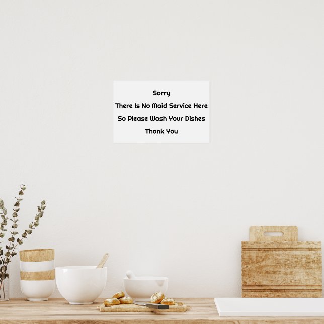 Wash Your Dishes White Poster (Kitchen)