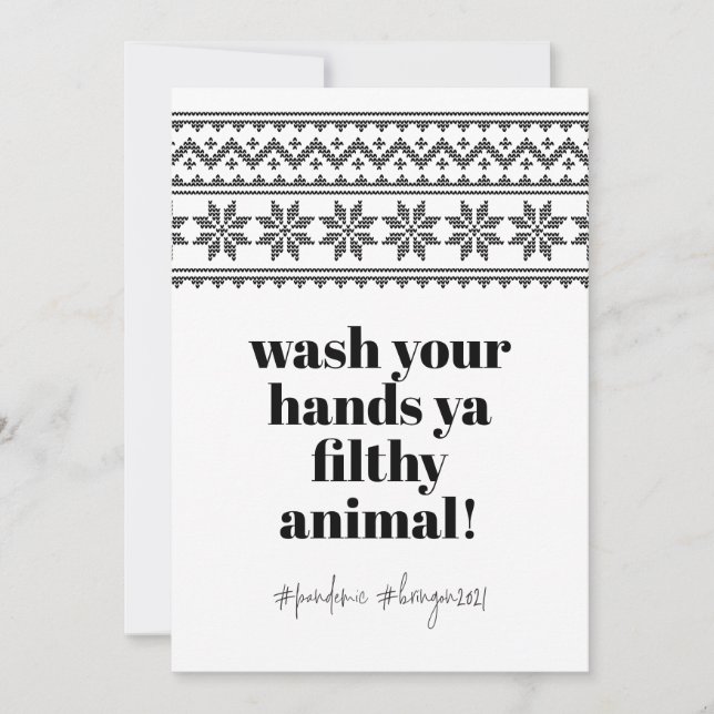 Wash Your Hands 2020 Funny Humour Sweater Stitch Holiday Card (Front)