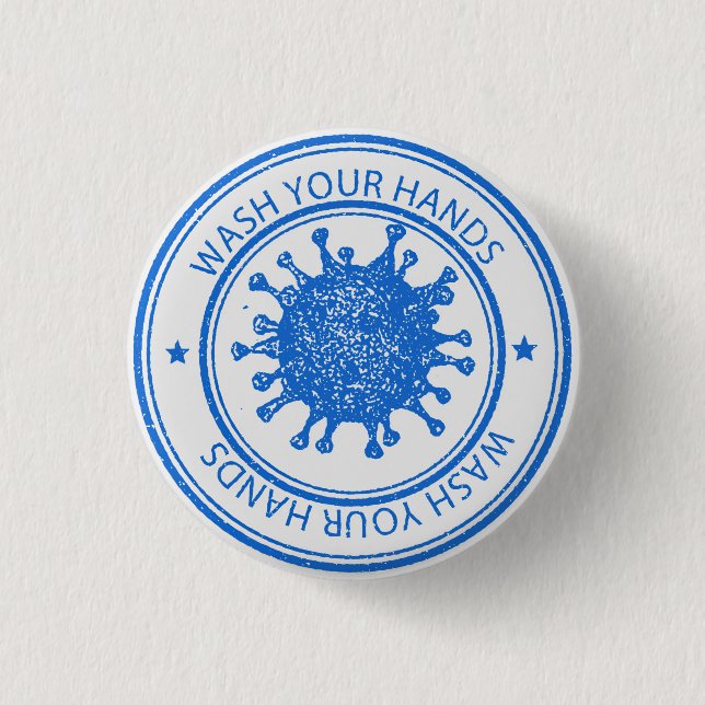Wash your hands 3 cm round badge (Front)