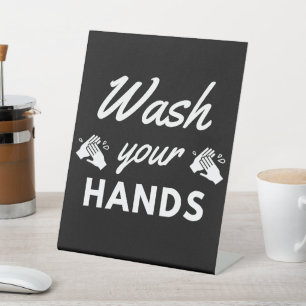 Wash your Hands Bathroom Toilet Restroom Decor Pedestal Sign